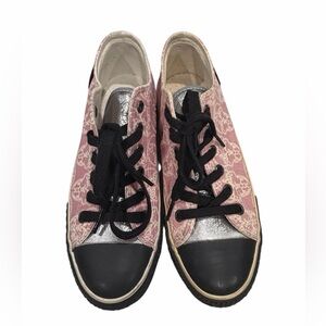 Thomas Wylde Pink & Black Skull Print Sneakers | Designer Streetwear Size 5